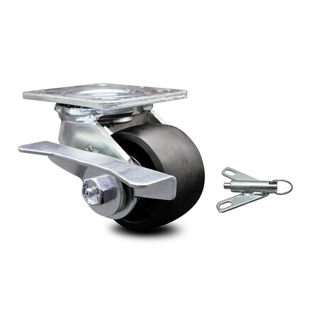 Service Caster 3.25 Inch Glass Filled Nylon Caster with Ball Bearing and Brake/Swivel Lock SCC SCC-30CS3420-GFNB-SLB-BSL